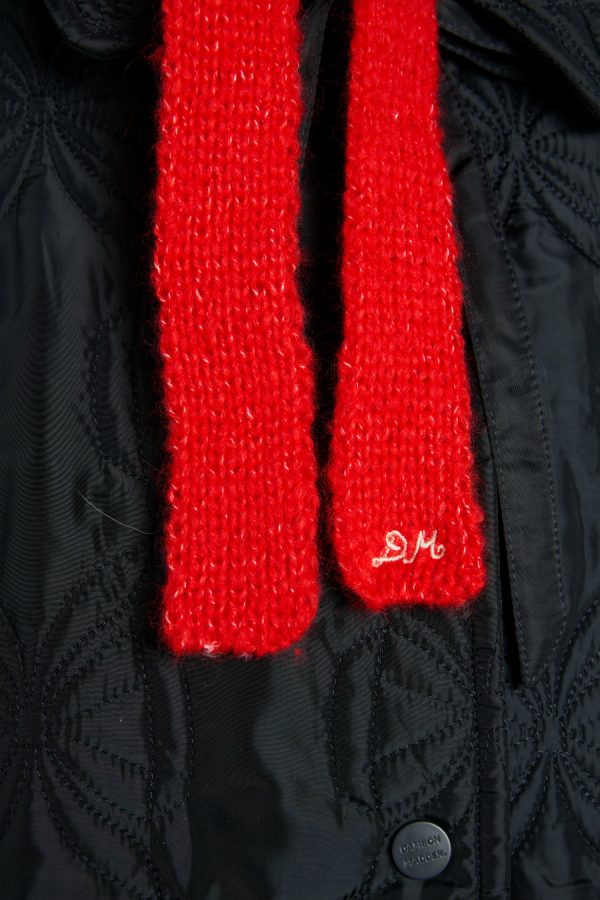 Women Hoods | Damson Madder hood in grey marl with red tie in premium yarn None - Image 3