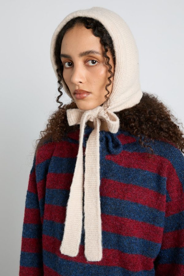 Hoods | tie neck bonnet in oatmeal None | Damson Madder Women