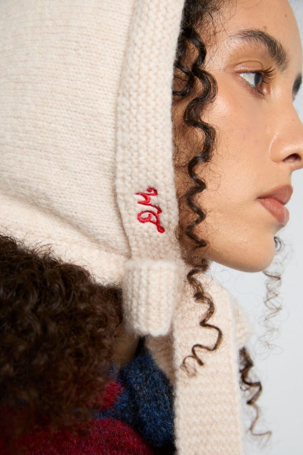 Hoods | tie neck bonnet in oatmeal None | Damson Madder Women - Image 4
