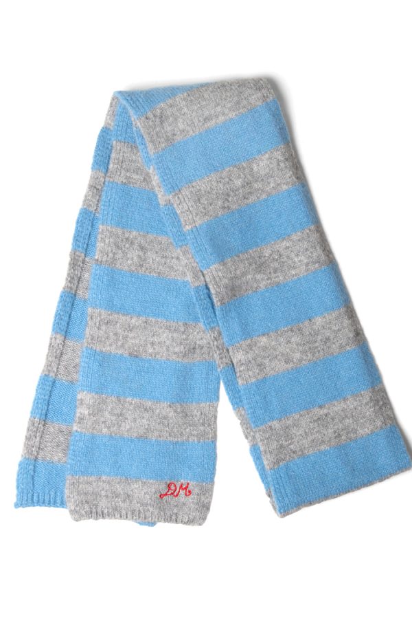 Scarves | Women Damson Madder skinny stripe scarf in grey & blue None - Image 3