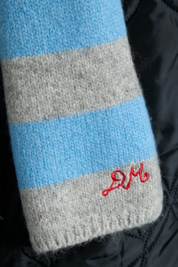 Scarves | Women Damson Madder skinny stripe scarf in grey & blue None - Image 4