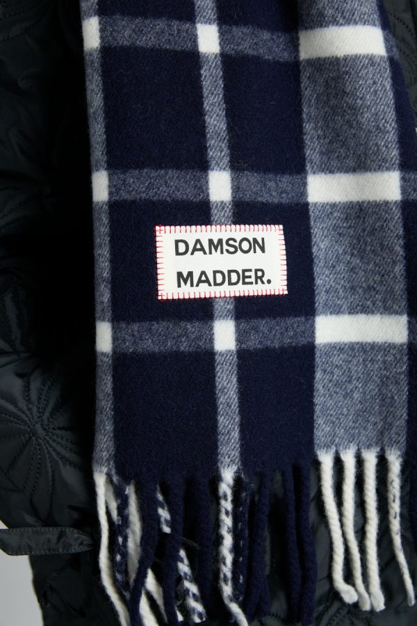 Scarves | navy & ecru check scarf in responsible wool None - Damson Madder Women - Image 5