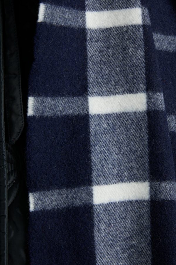 Scarves | navy & ecru check scarf in responsible wool None - Damson Madder Women - Image 2