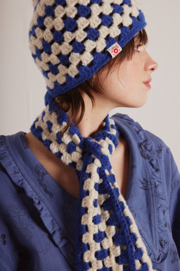 Women crochet stripe scarf - blue None | Scarves Damson Madder