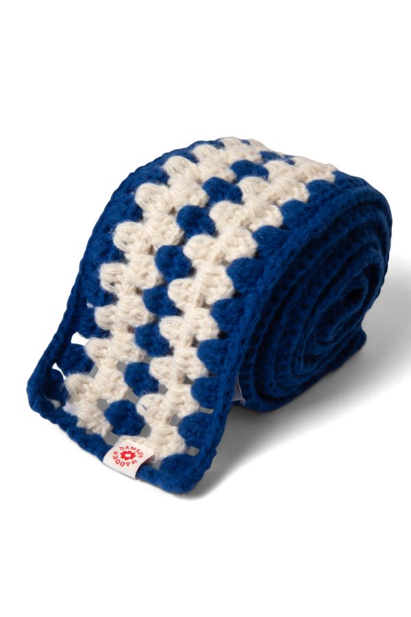 Women crochet stripe scarf - blue None | Scarves Damson Madder - Image 4