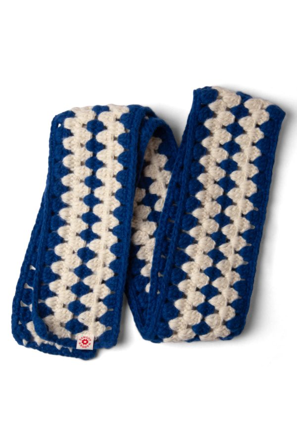 Women crochet stripe scarf - blue None | Scarves Damson Madder - Image 2