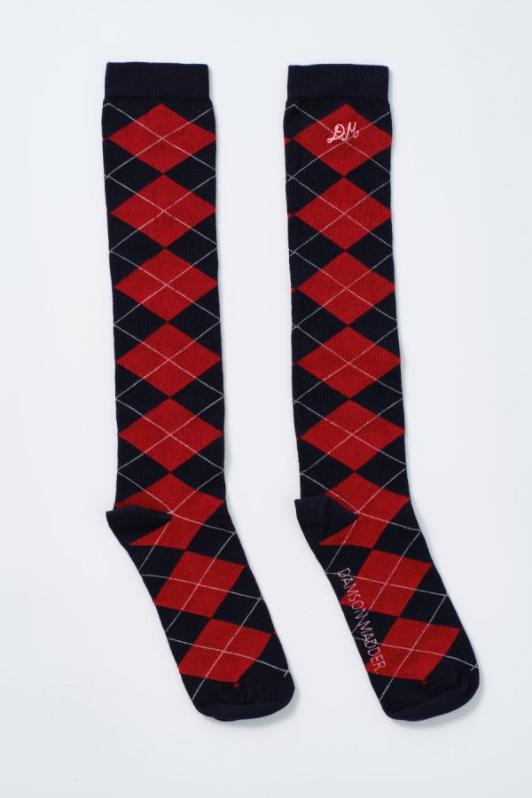 Damson Madder knee length socks - navy argyle None | Women Socks
