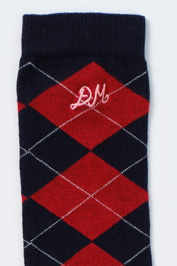 Damson Madder knee length socks - navy argyle None | Women Socks - Image 3