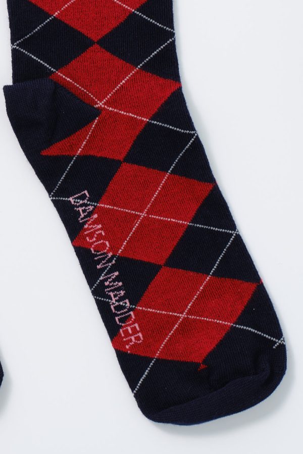Damson Madder knee length socks - navy argyle None | Women Socks - Image 2