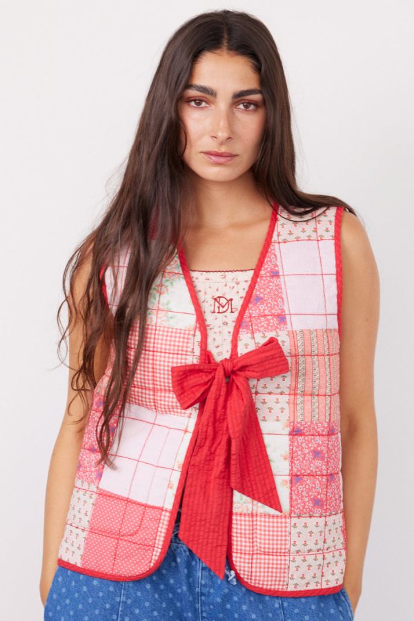 arte reversible tie gilet - red ruffle None Women | Gilets Damson Madder - Image 2