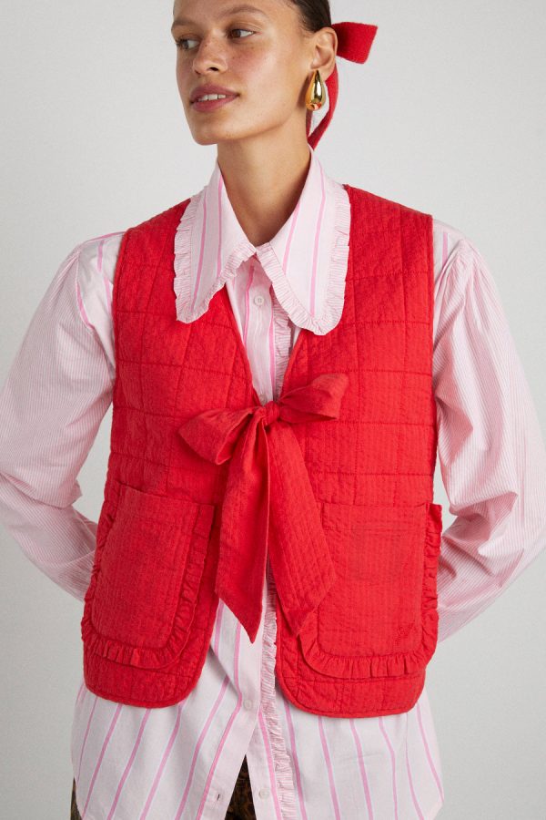 arte reversible tie gilet - red ruffle None Women | Gilets Damson Madder - Image 3