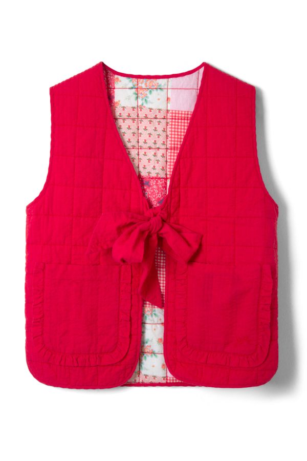 arte reversible tie gilet - red ruffle None Women | Gilets Damson Madder - Image 5