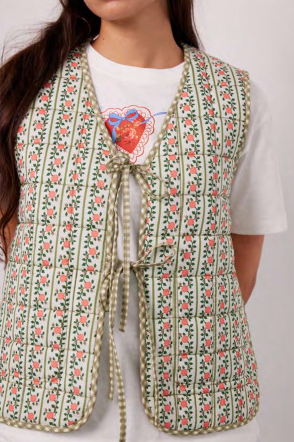 arte reversible tie gilet - green gingham None Women | Gilets Damson Madder - Image 5