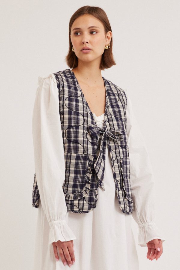 Women Gilets | Damson Madder arte tie gilet - navy check None