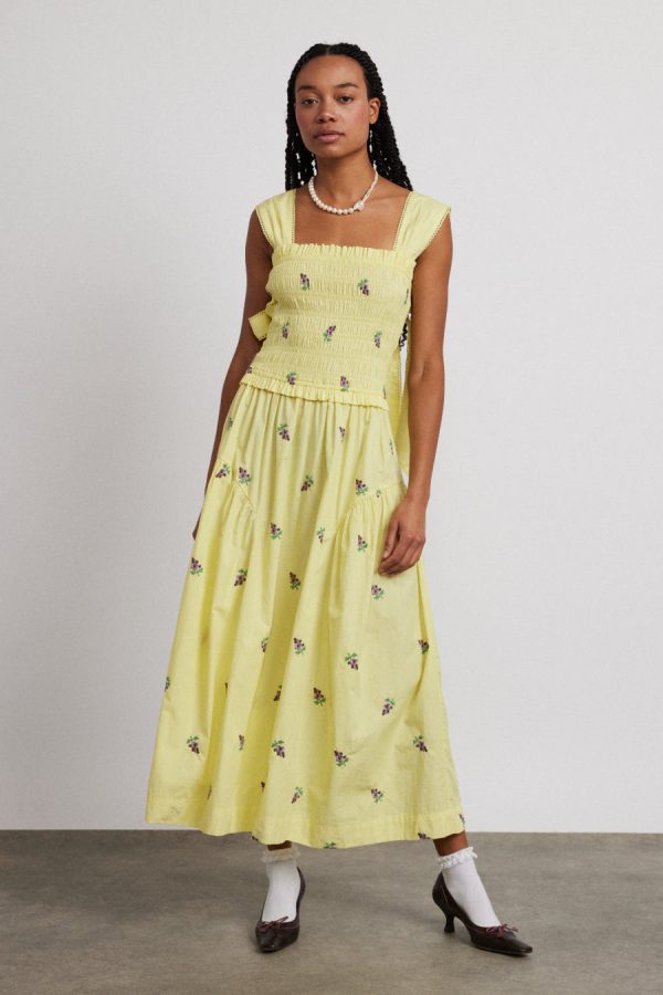 Dresses Women | tish poplin midi dress - grape embroidery None Damson Madder