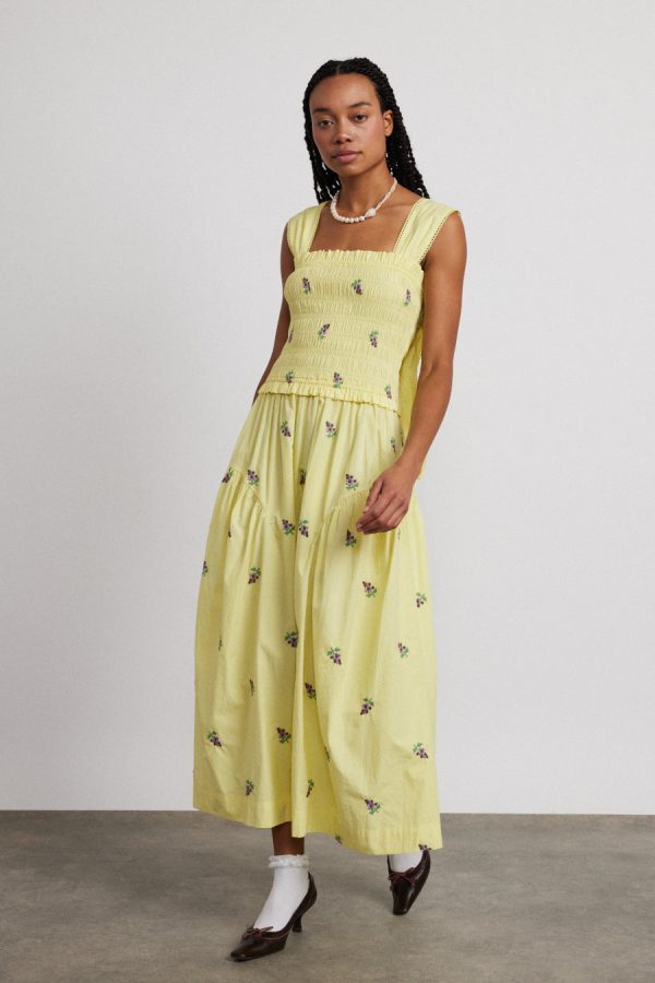 Dresses Women | tish poplin midi dress - grape embroidery None Damson Madder - Image 2