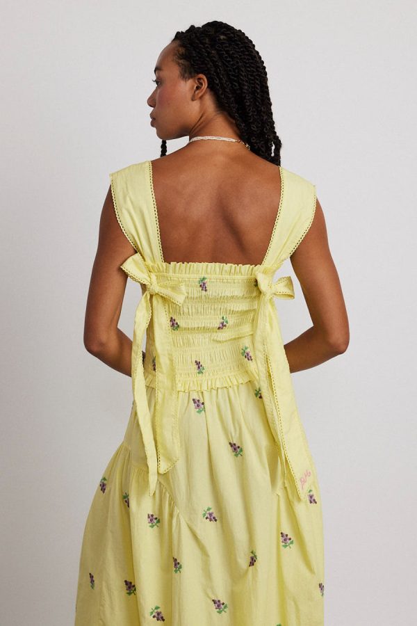 Dresses Women | tish poplin midi dress - grape embroidery None Damson Madder - Image 4