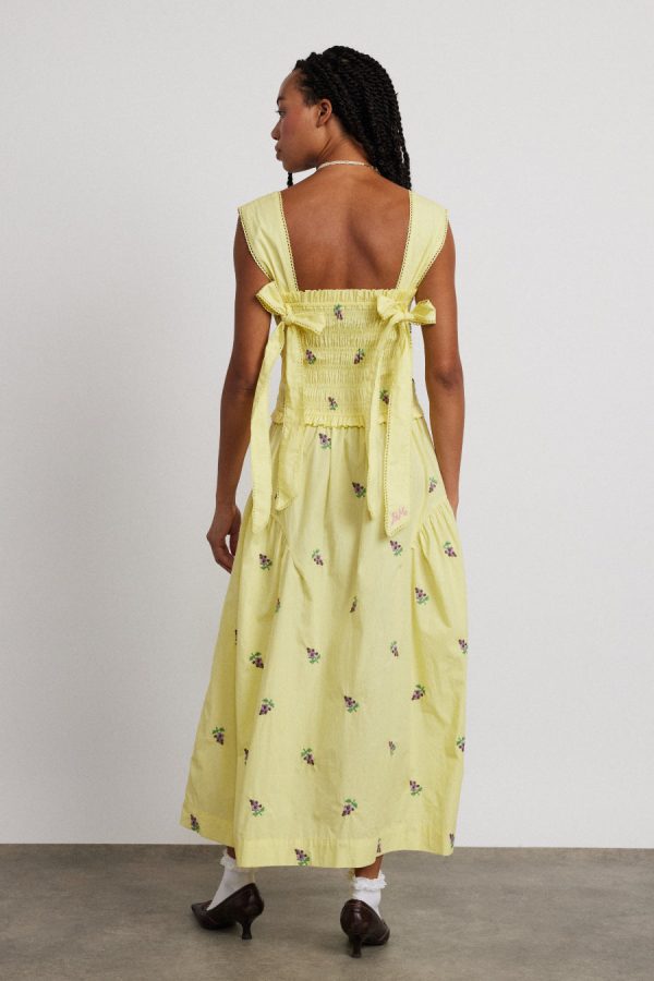 Dresses Women | tish poplin midi dress - grape embroidery None Damson Madder - Image 3