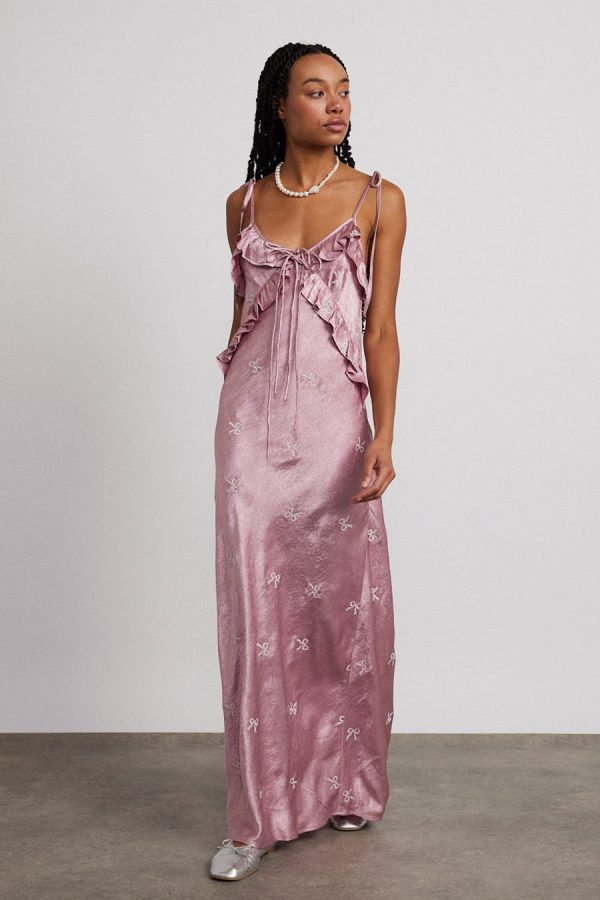 Dresses | kiki embroidered dress - pink bow None | Damson Madder Women