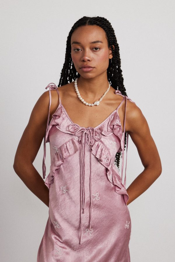 Dresses | kiki embroidered dress - pink bow None | Damson Madder Women - Image 5