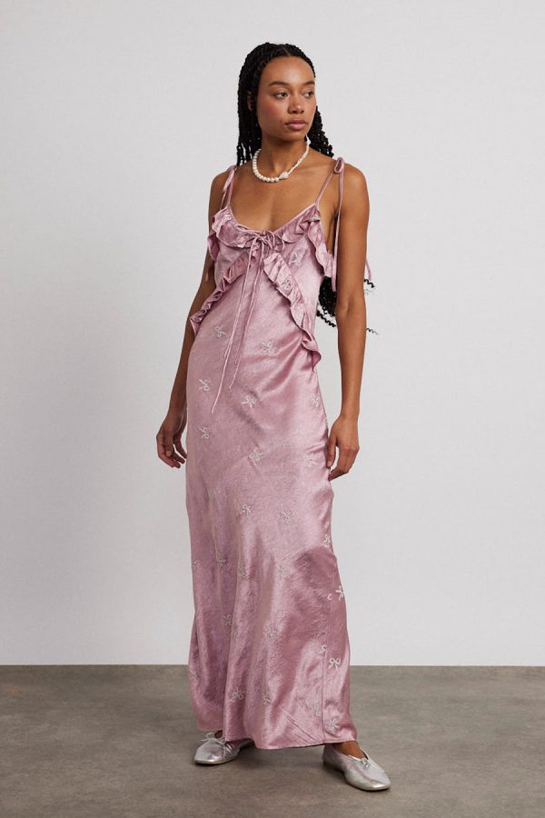 Dresses | kiki embroidered dress - pink bow None | Damson Madder Women - Image 4