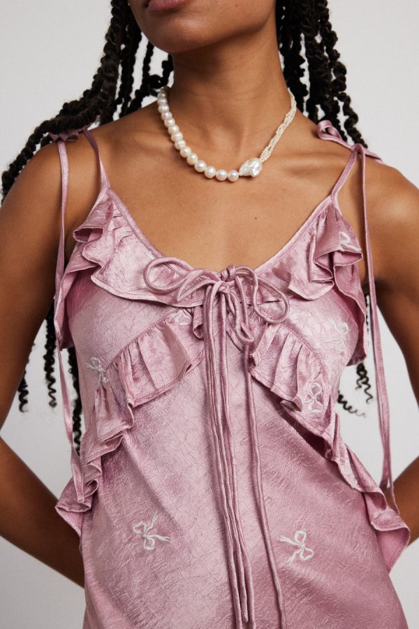Dresses | kiki embroidered dress - pink bow None | Damson Madder Women - Image 8