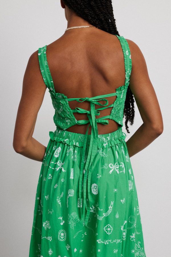 Women Dresses | Damson Madder keira shirred midi dress - green symbol print None - Image 4