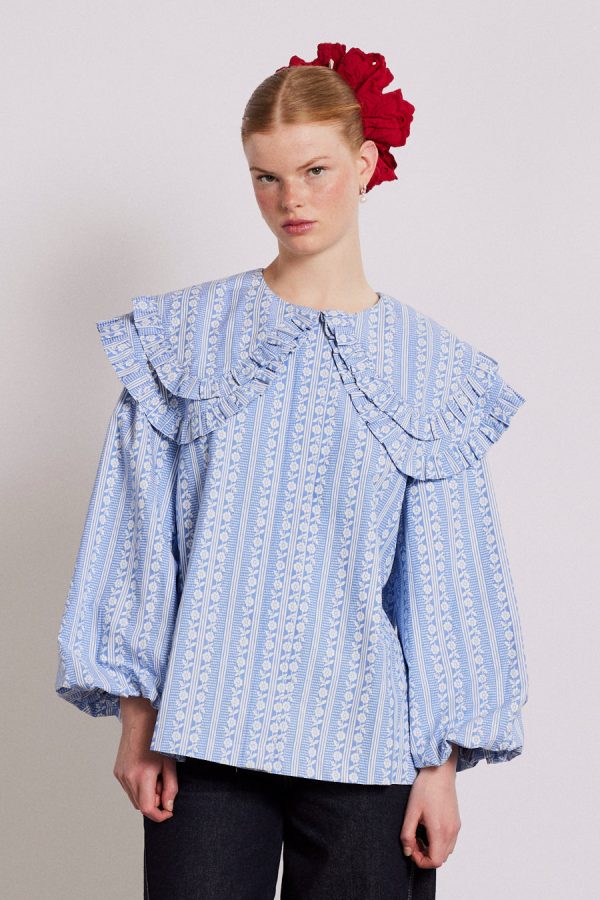 Tops | lois double collar blouse - blue None | Damson Madder Women