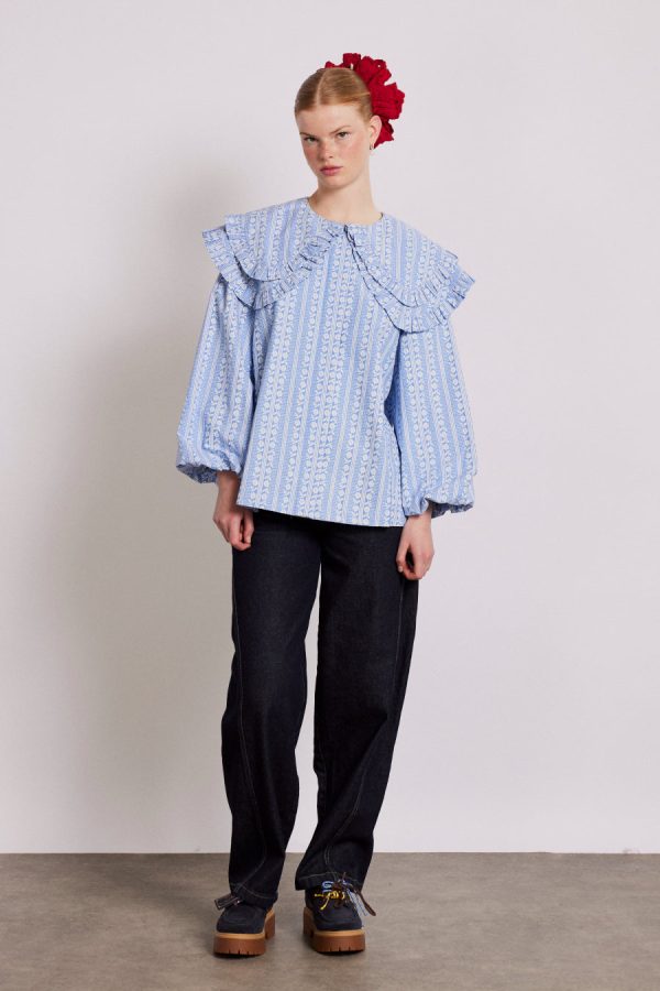 Tops | lois double collar blouse - blue None | Damson Madder Women - Image 2