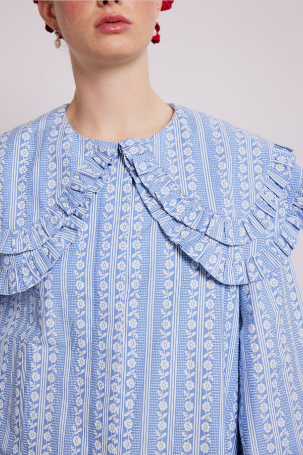 Tops | lois double collar blouse - blue None | Damson Madder Women - Image 4
