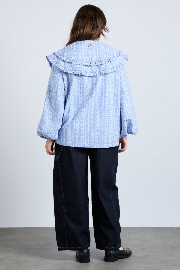 Tops | lois double collar blouse - blue None | Damson Madder Women - Image 5