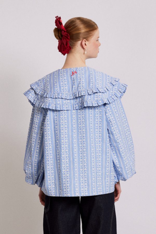 Tops | lois double collar blouse - blue None | Damson Madder Women - Image 7
