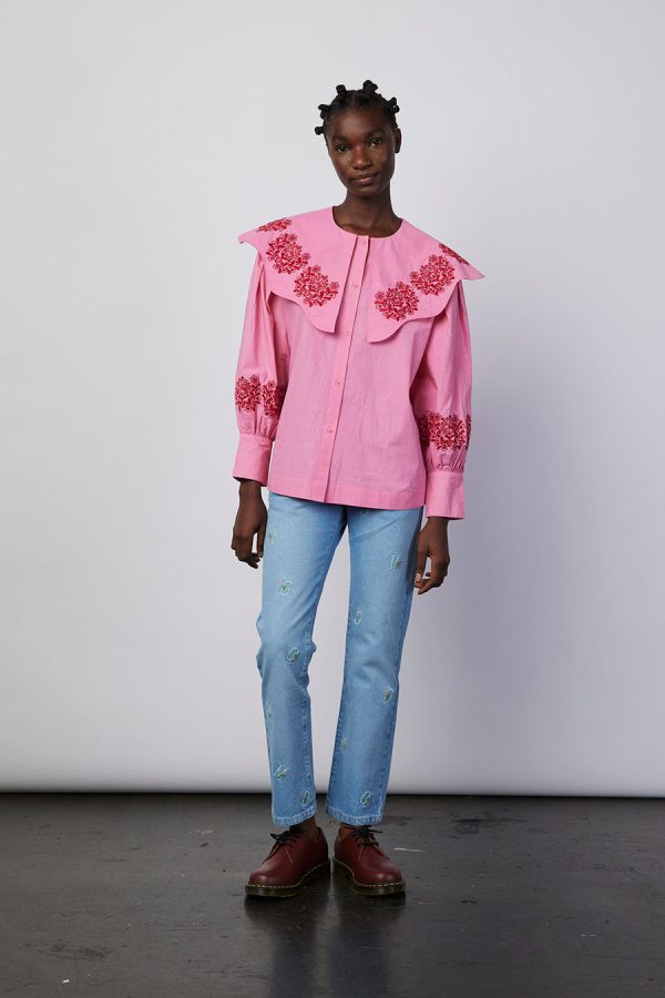 romeo organic cotton broderie blouse - pink None | Tops Damson Madder Women - Image 4