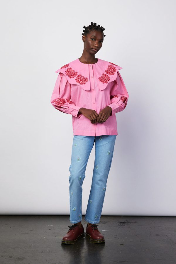 romeo organic cotton broderie blouse - pink None | Tops Damson Madder Women - Image 5