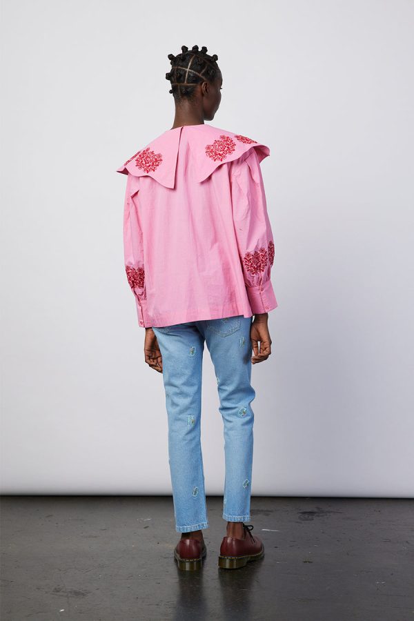 romeo organic cotton broderie blouse - pink None | Tops Damson Madder Women - Image 3