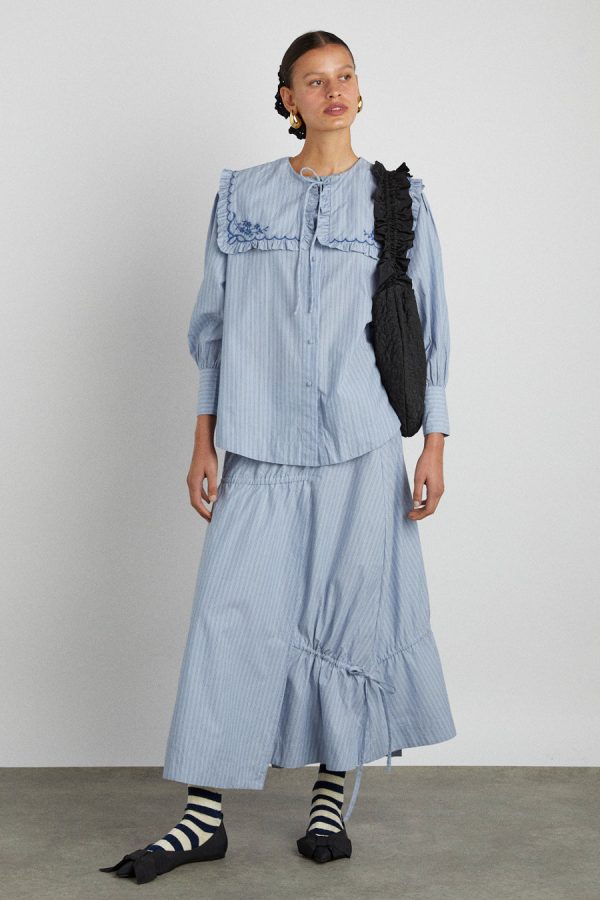 Women Damson Madder nordine square collar blouse - blue stripe None | Tops - Image 5
