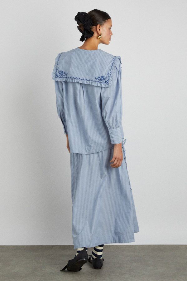 Women Damson Madder nordine square collar blouse - blue stripe None | Tops - Image 4