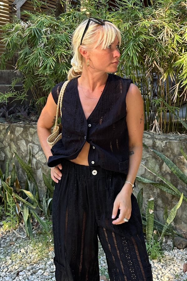 Tops Damson Madder | Women alys vest - black broderie None