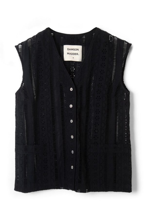 Tops Damson Madder | Women alys vest - black broderie None - Image 4