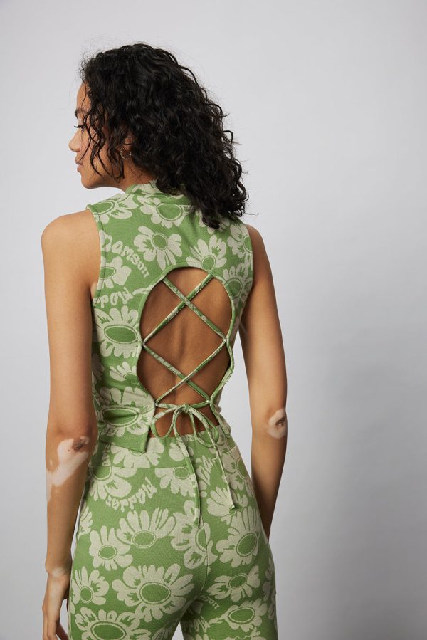 Women maeve jacquard strappy back tank None | Tops Damson Madder - Image 7