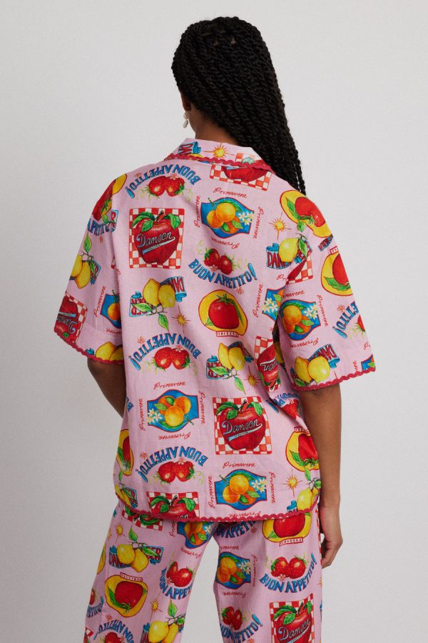 Women chlo shirt - fruit labels None | Tops Damson Madder - Image 4