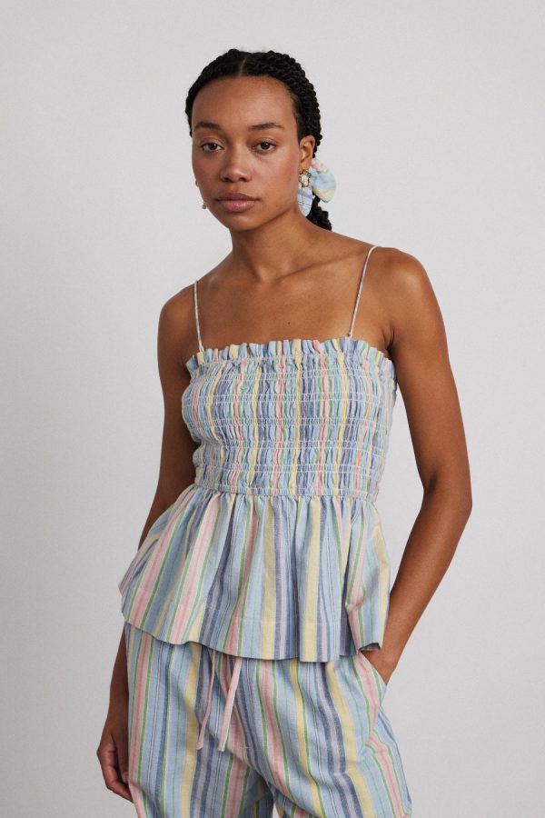 Tops Women | hope shirred cami - multi stripe None Damson Madder
