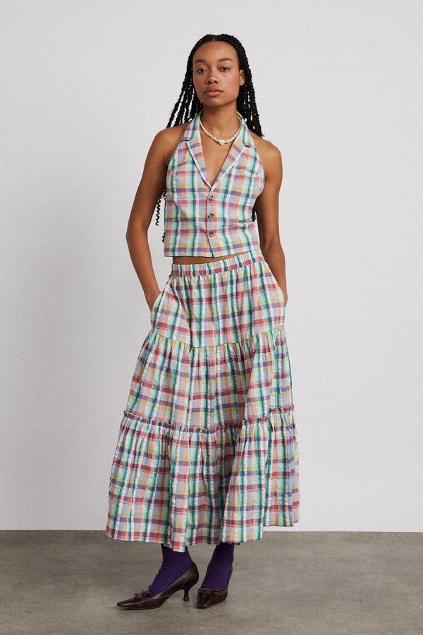 maya waistcoat - picnic check None | Tops Damson Madder Women - Image 3