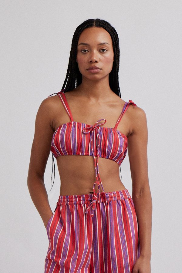 Women Tops | Damson Madder karmen ruched bralet - red stripe None