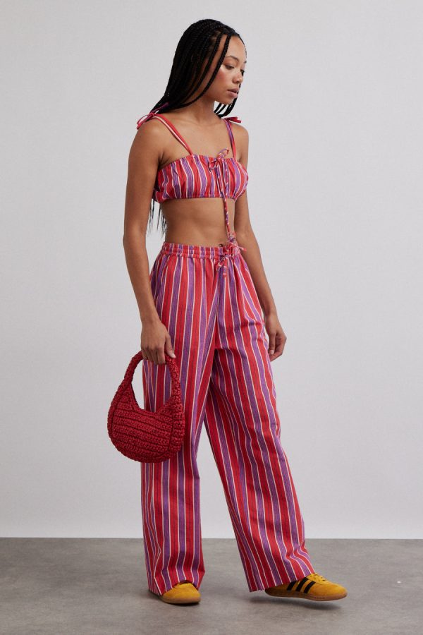 Women Tops | Damson Madder karmen ruched bralet - red stripe None - Image 2
