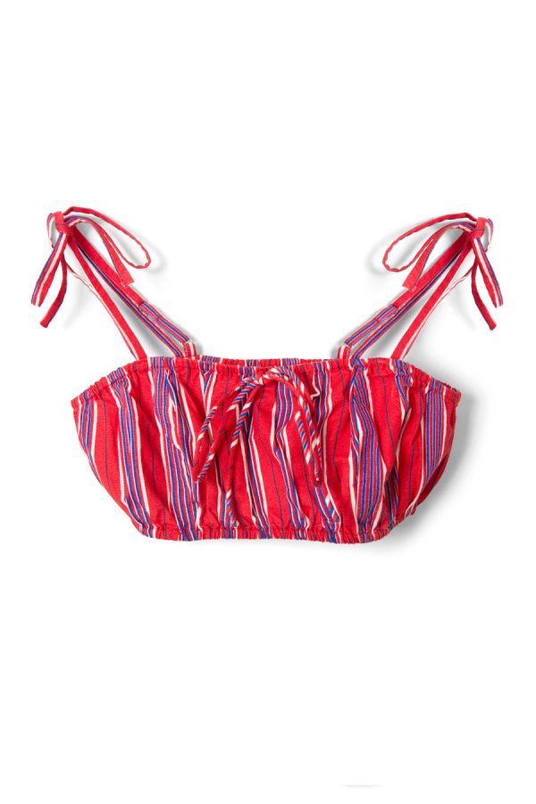 Women Tops | Damson Madder karmen ruched bralet - red stripe None - Image 4