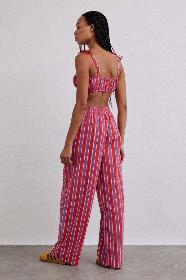 Women Tops | Damson Madder karmen ruched bralet - red stripe None - Image 3