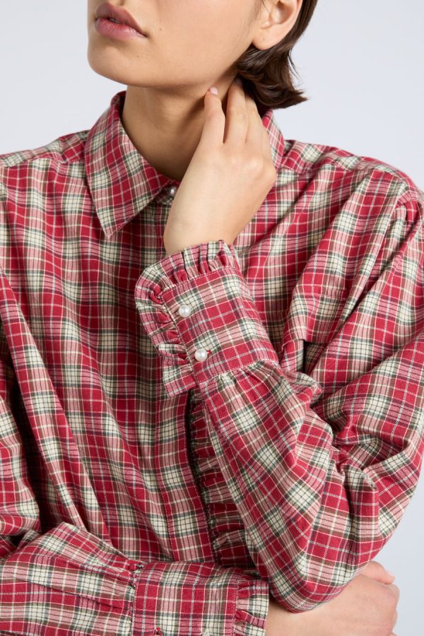 Damson Madder kylie ruffle shirt - red check None | Women Tops - Image 6