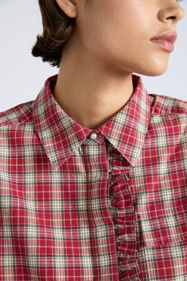 Damson Madder kylie ruffle shirt - red check None | Women Tops - Image 2
