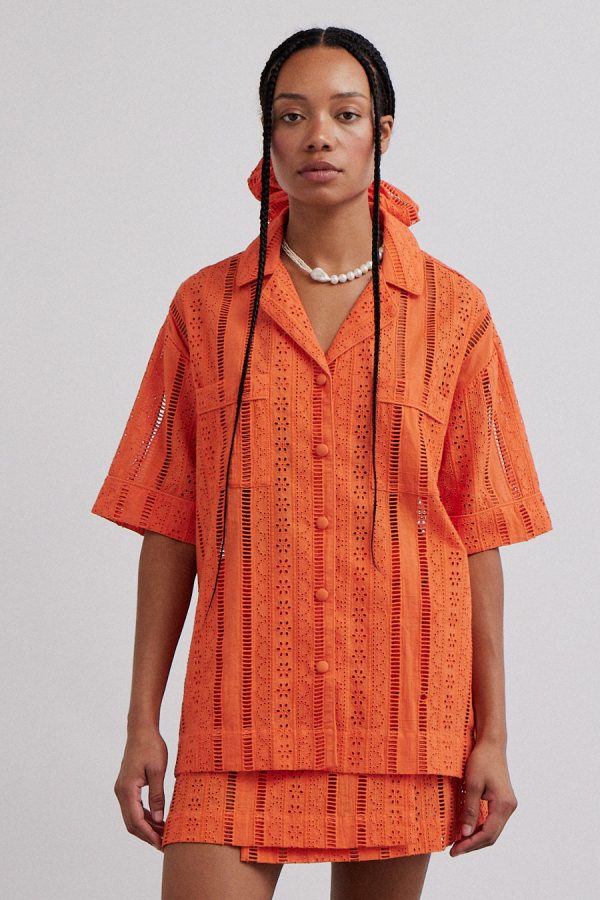 chlo shirt - orange broderie None | Tops Damson Madder Women